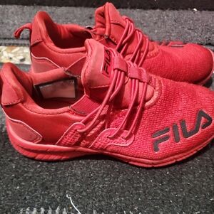 Fila Red Knit Slip-On Training Shoes